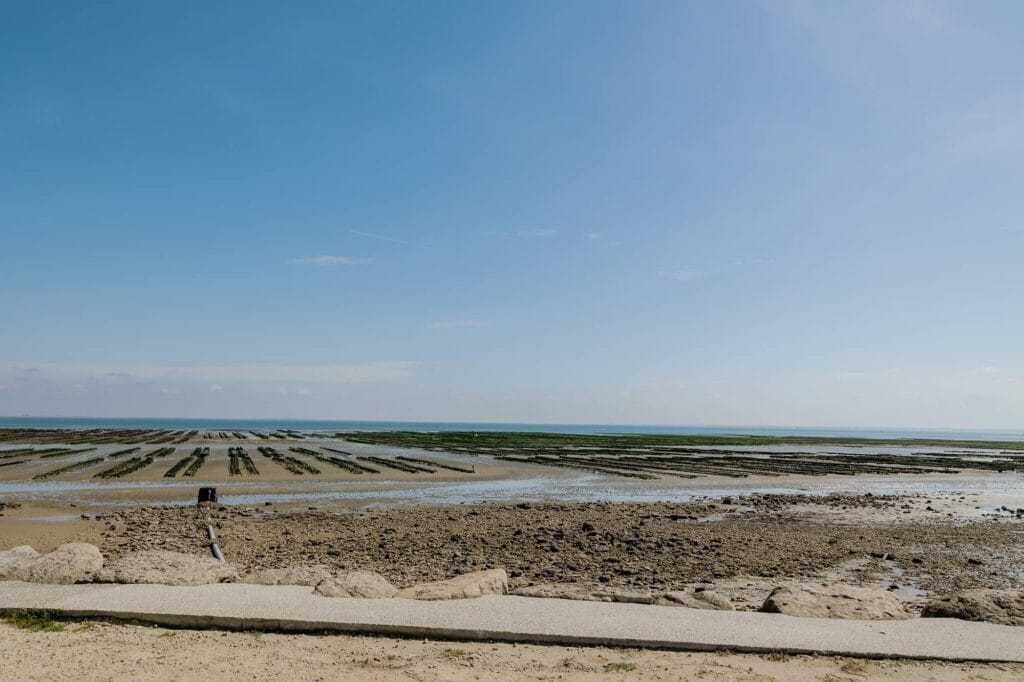 Vue sur mer du bar à huîtres Sophie à la plage (Île de Ré)